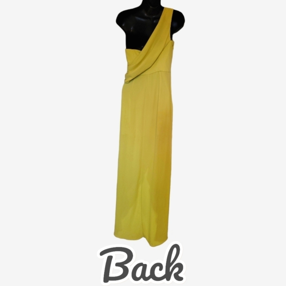 BCBGMaxAzria One-Shoulder Yellow Evening Gown - Picture 6 of 8